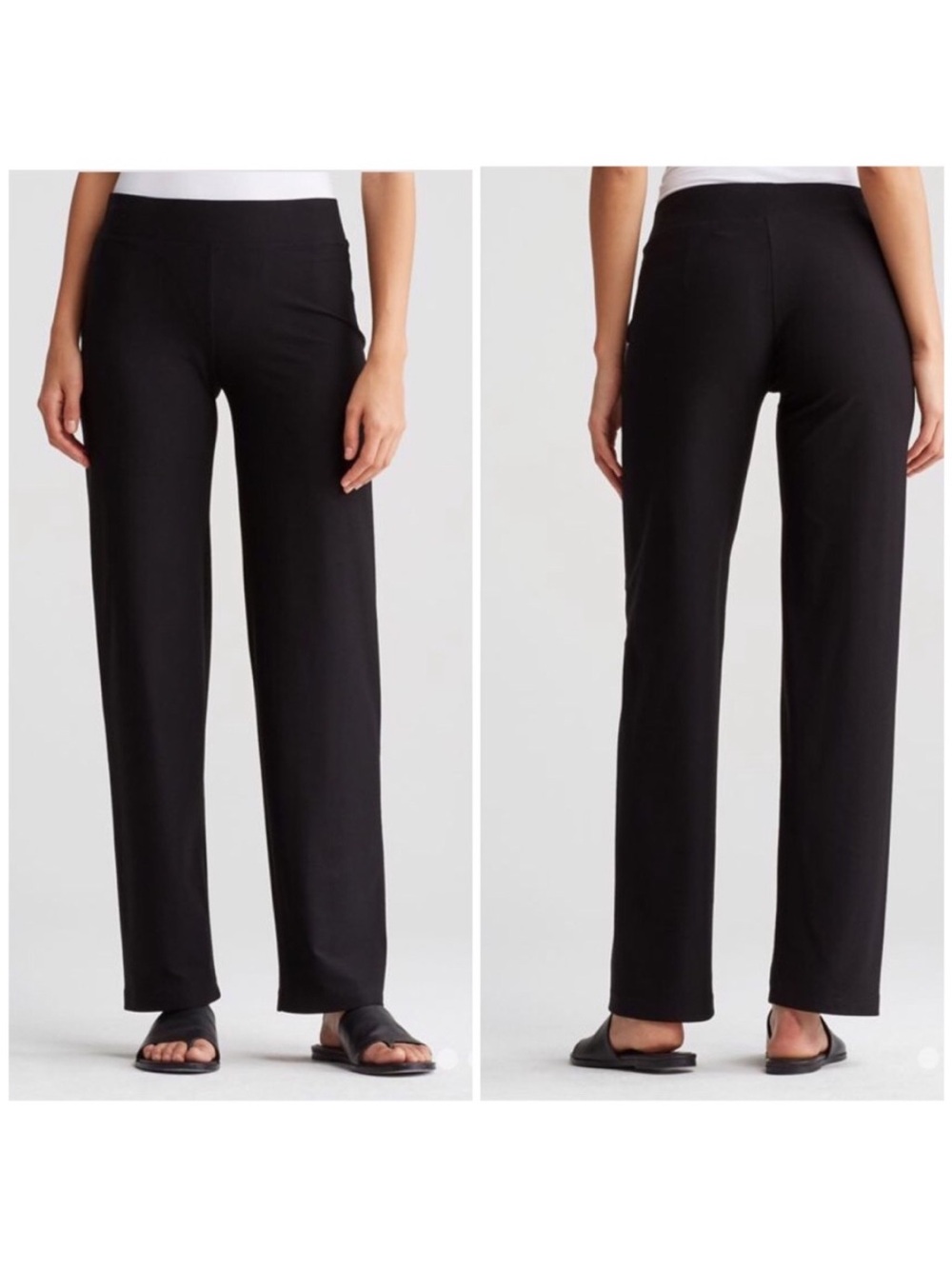 Eileen fisher BLACK STRAIGHT PANT W/YOKe Size M NWT
